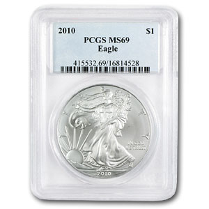 2010 1oz USA Silver Eagle MS-69 PCGS
